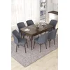 Hanah Home Set Trpezarijski sto i 6 stolica Nef, Sivo-braon