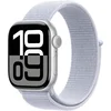 Apple Watch Series 10 [GPS 42mm case] Smartwatch with Silver Aluminium Case with Blue Cloud Sport Loop. Fitness Tracker, ECG App, Always-On Retina Display, Carbon Neutral
