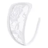 STD Invisible Strapless C-String Transparent Floral Lace White
