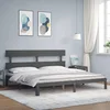 Okvir za krevet s uzglavljem sivi 200 x 200 cm od masivnog drva
