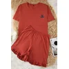 Trendyol Curve Brick Cat Printed Knitted Pajama Set