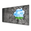 tulup.si Slika na steklu Hole razpokan wall 100x50 cm 4 obešalnika