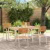 Vrtni set za objed 5 pcs Smeđa Čvrsto teak drvo