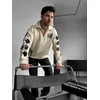 Kleidermafia Majica Oversize Half-Zip Graphic Sweatshirt - Beige bež