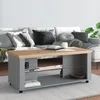 Homestyle4U Klubska mizica, 114,5x49x50,5 cm, siva, s prostorom za shranjevanje