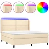 Vidaxl Box spring postelja z vzmetnico LED krem 180x200 cm blago