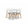 Jedilni set 1 + 4, bela miza ADRIA 120x80 cm + prozorni stoli BALI MARK z bukovimi nogami