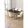 Hanah Home trpezarijski set Pem, sto i 6 stolica, ploča u dekoru Sonata, zlatne noge, krem tkanina Babyface