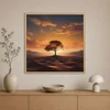 WallXpert uramljena slika na platnu Cc-K-Ah-1015, usamljeno drvo u pustinji pri zalasku sunca, 80 x 80 cm