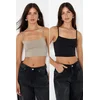Trendyol Black-Mink 2 Pack Polyamide Content Strappy Crop Fitted Flexible Knitted Undershirt