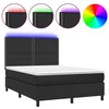 Vidaxl Box spring postelja z vzmetnico LED črna 140x200cm umetno usnje