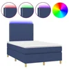 Vidaxl Box spring postelja z vzmetnico LED modra 120x200 cm blago