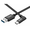 Kabel za prenos podatkov in polnjenje USB - USB Type-C, 100 cm, 90° priključek, črn