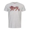 LONSDALE Majica Endmoor pegasto siva/vinsko rdeča