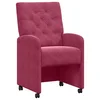 Vidaxl Jedilni stoli s kolesi 2 szt. vinsko rdeča 58 x 67 x 97 cm Žamet