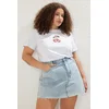 Trendyol Curve White Regular Fit Cherry Printed Plus Size T-shirt