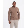 Ombre Mens structured polo longsleeve with patch - brown