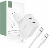 POLNILEC ZA MOBILNE IN TABLIČNE RAČUNALNIKE TECH-PROTECT C20W 2-PORT NETWORK CHARGER PD20W + TYPE-C CABLE WHITE