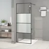 Vidaxl Pregrada za tuš črna 80x195 cm delno motno ESG steklo