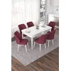 Hanah Home Set Trpezarijski sto i 6 stolica Nef, Bordo-beli