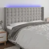Vidaxl vidaXL Vzglavje postelje z LED svetlo sivo 183x16x118/128 cm blago