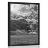 Plakat veličastna gorska pokrajina v črnobeli varianti - 20x30 no frame