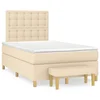Vidaxl Box spring postelja z vzmetnico krem 120x190 cm blago