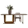 Casa Padrino luxury dining table brown/brass 222 x 100 x H. 78 cm - Rectangular solid wood kitchen table - Dining room furniture - Luxury furniture - Luxury furnishings