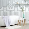 Samolepilna tapeta belo-moder vzorec mavrice Mid-Century - 490x330