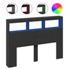 Vidaxl Omarica za vzglavje postelje LED črna 140x17x102 cm