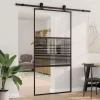 Staklena vrata Prugasti Crna 102,5 x 2 x 205 cm Aluminij