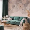 shumee Foto tapeta - Minimalistični travnik - vzorci na nežnem bež ozadju s teksturo