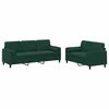 2-dijelni set sofa s jastucima tamnozeleni baršunasti