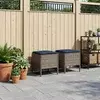 Vrtni otoman 2 Komad Siva i tamnoplava 38 x 38 x 45 cm PE ratan