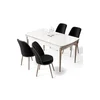 HANAH HOME Rasklopivi trpezarijski sto i stolice (5 delova) Nira White Chrome Black