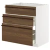 METOD / MAXIMERA Pod.element sudop. i 3front/2fioke, bela/Stensta tamnobraon jasenov furnir, 80x60 cm