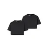 Girls Short Kimono Tee T-Shirt - 2 Pack Black+Black