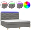 Vidaxl Box spring postelja z vzmetnico LED temno siva 200x200 cm blago