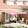 Skrovita tenda Crvena i bijela 450 × 300 cm Poliester i metal
