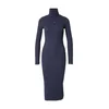 Tommy Jeans Pletena obleka Bodycon DW0DW23320 Mornarsko modra Slim Fit