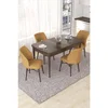 Hanah Home trpezarijski set Nef, sto na razvlačenje i 4 stolice, ploča u dekoru drveta Baroque, kapućino tkanina Jerry