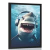 Plakat morski pes s slušalkami - 60x90 no frame