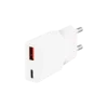 Logilink punjač 2 porta, 1 x USB type c, 1 x USB A, 20W, GaN, slim, bela
