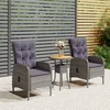 3-dijelni vrtni bistro set od poliratana sivi