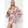 Trendyol Powder Belted Satin Woven Dressing Gown