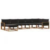Set vanjskih sofa 7 kom. Prirodna i crna Čvrsto drvo akacije