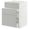 METOD / MAXIMERA Pod.element sudop. i 3front/2fioke, bela/Havstorp svetlosiva, 60x60 cm