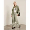 Sinsay - Wide leg pantalone sa sjajnim lurex koncem - svetlo zelena