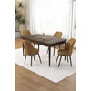 Hanah Home trpezarijski set Pir, sto i 4 stolice, ploča u dekoru drveta Baroque, kapućino tkanina Babyface