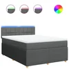 Vidaxl Box spring postelja z vzmetnico temno siva 140x200 cm blago